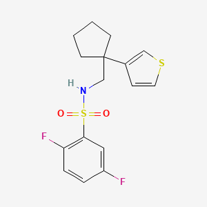 molecular formula C16H17F2NO2S2 B2724891 2,5-difluoro-N-((1-(thiophen-3-yl)cyclopentyl)methyl)benzenesulfonamide CAS No. 2034518-22-2