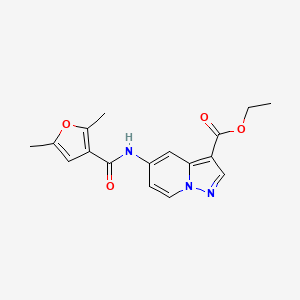 molecular formula C17H17N3O4 B2724896 Ethyl 5-(2,5-dimethylfuran-3-carboxamido)pyrazolo[1,5-a]pyridine-3-carboxylate CAS No. 1396562-89-2