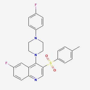 molecular formula C26H23F2N3O2S B2724902 6-氟-4-(4-(4-氟苯基)哌嗪-1-基)-3-对甲苯磺酸酯 CAS No. 866846-25-5
