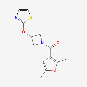 molecular formula C13H14N2O3S B2724915 (2,5-Dimethylfuran-3-yl)(3-(thiazol-2-yloxy)azetidin-1-yl)methanone CAS No. 1797559-51-3