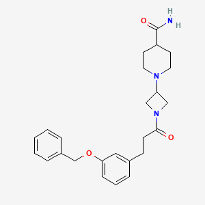 molecular formula C25H31N3O3 B2724917 1-(1-(3-(3-(苄氧基)苯基)丙酰)氮杂环丁烷-3-基)哌啶-4-甲酰胺 CAS No. 2034528-99-7