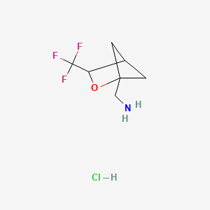 molecular formula C7H11ClF3NO B2724925 [3-(Trifluoromethyl)-2-oxabicyclo[2.1.1]hexan-1-yl]methanamine;hydrochloride CAS No. 2413877-57-1