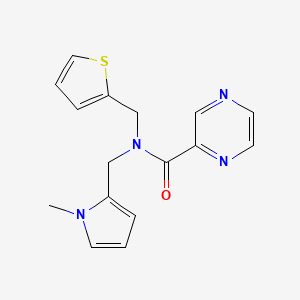 N-((1-methyl-1H-pyrrol-2-yl)methyl)-N-(thiophen-2-ylmethyl)pyrazine-2-carboxamide