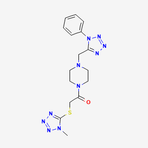 2-((1-methyl-1H-tetrazol-5-yl)thio)-1-(4-((1-phenyl-1H-tetrazol-5-yl)methyl)piperazin-1-yl)ethanone