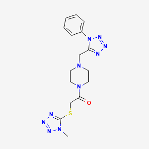 molecular formula C16H20N10OS B2724935 2-((1-甲基-1H-四唑-5-基)硫基)-1-(4-((1-苯基-1H-四唑-5-基)甲基)哌嗪-1-基)乙酮 CAS No. 1040649-79-3