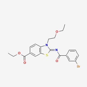 molecular formula C21H21BrN2O4S B2724939 (Z)-ethyl 2-((3-bromobenzoyl)imino)-3-(2-ethoxyethyl)-2,3-dihydrobenzo[d]thiazole-6-carboxylate CAS No. 865162-23-8
