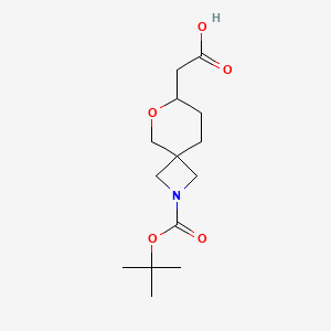 molecular formula C14H23NO5 B2724946 2-[2-[(2-甲基丙烷-2-基)氧羰基]-6-氧杂-2-氮杂双环[3.5]壬烷-7-基]乙酸 CAS No. 2418643-27-1