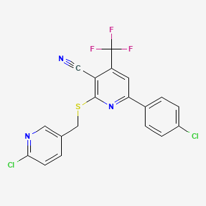 6-(4-Chlorophenyl)-2-{[(6-chloro-3-pyridinyl)methyl]sulfanyl}-4-(trifluoromethyl)nicotinonitrile