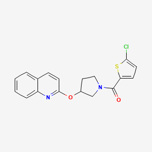 molecular formula C18H15ClN2O2S B2724954 (5-氯噻吩-2-基)(3-(喹啉-2-氧基)吡咯烷-1-基)甲酮 CAS No. 2034328-31-7