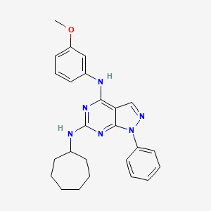 molecular formula C25H28N6O B2724956 N6-环庚基-N4-(3-甲氧基苯基)-1-苯基-1H-吡嗪并[3,4-d]嘧啶-4,6-二胺 CAS No. 1005297-13-1