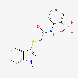 molecular formula C18H15F3N2OS B2724961 2-((1-甲基-1H-吲哚-3-基)硫)-N-(2-(三氟甲基)苯基)乙酰胺 CAS No. 450348-71-7