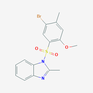 molecular formula C16H15BrN2O3S B272497 4-bromo-5-methyl-2-[(2-methyl-1H-benzimidazol-1-yl)sulfonyl]phenyl methyl ether 