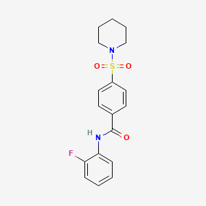 molecular formula C18H19FN2O3S B2724971 N-(2-fluorophenyl)-4-(piperidin-1-ylsulfonyl)benzamide CAS No. 392251-75-1