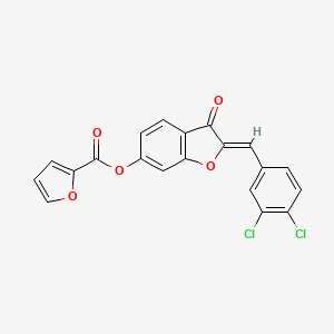 molecular formula C20H10Cl2O5 B2724987 (Z)-2-(3,4-二氯苄亚甲基)-3-酮-2,3-二氢苯并呋喃-6-基 呋喃-2-羧酸酯 CAS No. 622361-12-0