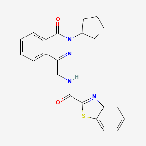 molecular formula C22H20N4O2S B2724994 N-((3-cyclopentyl-4-oxo-3,4-dihydrophthalazin-1-yl)methyl)benzo[d]thiazole-2-carboxamide CAS No. 1421468-57-6