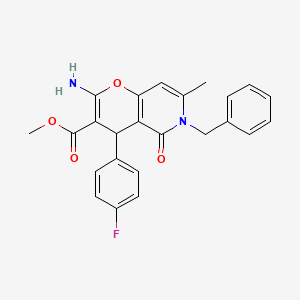 molecular formula C24H21FN2O4 B2724998 methyl 2-amino-6-benzyl-4-(4-fluorophenyl)-7-methyl-5-oxo-5,6-dihydro-4H-pyrano[3,2-c]pyridine-3-carboxylate CAS No. 758702-47-5