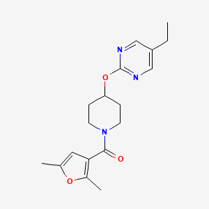 molecular formula C18H23N3O3 B2725001 (2,5-Dimethylfuran-3-yl)-[4-(5-ethylpyrimidin-2-yl)oxypiperidin-1-yl]methanone CAS No. 2380167-85-9