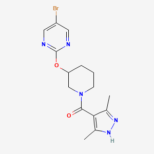 molecular formula C15H18BrN5O2 B2725007 (3-((5-bromopyrimidin-2-yl)oxy)piperidin-1-yl)(3,5-dimethyl-1H-pyrazol-4-yl)methanone CAS No. 2097865-80-8