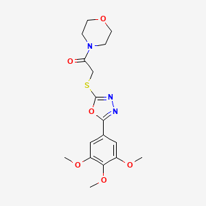 molecular formula C17H21N3O6S B2725017 4-({[5-(3,4,5-Trimethoxyphenyl)-1,3,4-oxadiazol-2-yl]thio}acetyl)morpholine CAS No. 460733-09-9