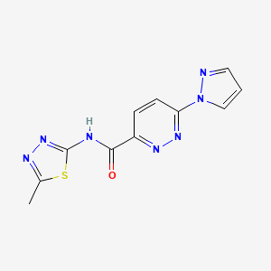 molecular formula C11H9N7OS B2725023 N-(5-甲基-1,3,4-噻二唑-2-基)-6-(1H-吡唑-1-基)吡啶并[3]嘧啶-3-甲酰胺 CAS No. 1351616-21-1