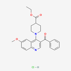 molecular formula C25H27ClN2O4 B2725039 乙酸乙酯 1-(3-苯甲酰-6-甲氧基喹啉-4-基)哌啶-4-甲酸盐酸盐 CAS No. 2097922-13-7