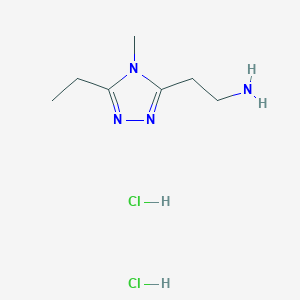 molecular formula C7H16Cl2N4 B2725042 2-(5-乙基-4-甲基-1,2,4-三唑-3-基)乙胺;二盐酸盐 CAS No. 2378506-48-8
