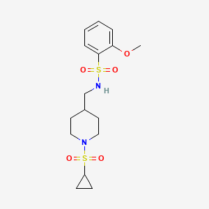 molecular formula C16H24N2O5S2 B2725047 N-((1-(cyclopropylsulfonyl)piperidin-4-yl)methyl)-2-methoxybenzenesulfonamide CAS No. 1235632-88-8