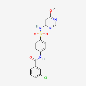 molecular formula C18H15ClN4O4S B2725049 3-chloro-N-(4-(N-(6-methoxypyrimidin-4-yl)sulfamoyl)phenyl)benzamide CAS No. 302952-06-3