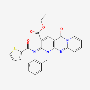 molecular formula C26H20N4O4S B2725053 (Z)-乙酸1-苄基-5-氧代-2-((噻吩-2-甲酰基)亚亚胺)-2,5-二氢-1H-二嘧吡[1,2-a:2',3'-d]嘧啶-3-羧酸乙酯 CAS No. 534581-70-9