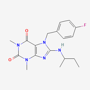 molecular formula C18H22FN5O2 B2725064 8-sec-Butylamino-7-(4-fluoro-benzyl)-1,3-dimethyl-3,7-dihydro-purine-2,6-dione CAS No. 333752-50-4