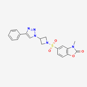 molecular formula C19H17N5O4S B2725066 3-methyl-5-((3-(4-phenyl-1H-1,2,3-triazol-1-yl)azetidin-1-yl)sulfonyl)benzo[d]oxazol-2(3H)-one CAS No. 2034486-40-1