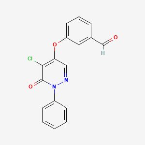 molecular formula C17H11ClN2O3 B2725068 3-(5-氯-6-氧代-1-苯基嘧啶-4-基)氧基苯甲醛 CAS No. 1090708-46-5