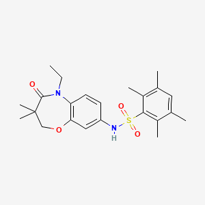 molecular formula C23H30N2O4S B2725071 N-(5-ethyl-3,3-dimethyl-4-oxo-2,3,4,5-tetrahydrobenzo[b][1,4]oxazepin-8-yl)-2,3,5,6-tetramethylbenzenesulfonamide CAS No. 922093-85-4