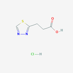 molecular formula C5H7ClN2O2S B2725074 3-(1,3,4-Thiadiazol-2-yl)propanoic acid;hydrochloride CAS No. 2411252-72-5