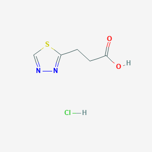 molecular formula C5H7ClN2O2S B2725074 3-(1,3,4-噻二唑-2-基)丙酸;盐酸盐 CAS No. 2411252-72-5