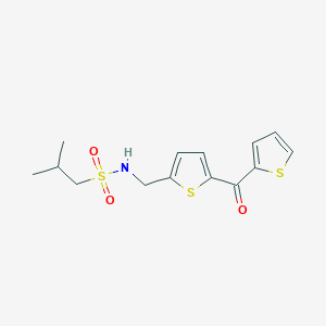 molecular formula C14H17NO3S3 B2725078 2-甲基-N-((5-(噻吩-2-甲酰基)噻吩-2-基)甲基)丙磺酰胺 CAS No. 1421451-02-6
