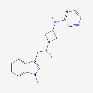 molecular formula C18H19N5O B2725080 2-(1-methyl-1H-indol-3-yl)-1-(3-(pyrazin-2-ylamino)azetidin-1-yl)ethan-1-one CAS No. 2320685-74-1