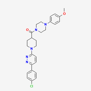molecular formula C27H30ClN5O2 B2725083 (1-(6-(4-Chlorophenyl)pyridazin-3-yl)piperidin-4-yl)(4-(4-methoxyphenyl)piperazin-1-yl)methanone CAS No. 1105231-77-3