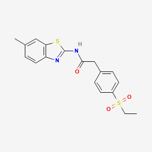 molecular formula C18H18N2O3S2 B2725085 2-(4-(乙基磺酰)苯基)-N-(6-甲基苯并[d]噻嗪-2-基)乙酰胺 CAS No. 942009-11-2