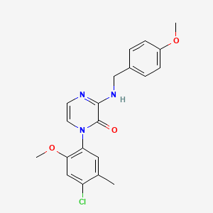 molecular formula C20H20ClN3O3 B2725087 1-(4-Chloro-2-methoxy-5-methylphenyl)-3-{[(4-methoxyphenyl)methyl]amino}-1,2-dihydropyrazin-2-one CAS No. 899951-01-0