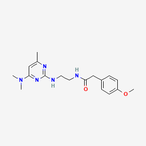molecular formula C18H25N5O2 B2725094 N-(2-((4-(dimethylamino)-6-methylpyrimidin-2-yl)amino)ethyl)-2-(4-methoxyphenyl)acetamide CAS No. 1207031-60-4