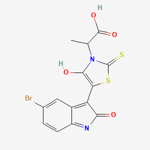 (Z)-2-(5-(5-bromo-2-oxoindolin-3-ylidene)-4-oxo-2-thioxothiazolidin-3-yl)propanoic acid