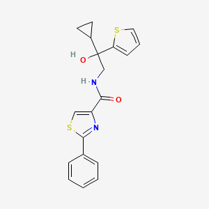 molecular formula C19H18N2O2S2 B2725106 N-(2-cyclopropyl-2-hydroxy-2-(thiophen-2-yl)ethyl)-2-phenylthiazole-4-carboxamide CAS No. 1795084-05-7