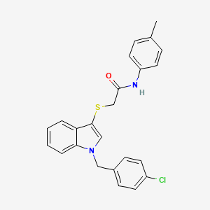 molecular formula C24H21ClN2OS B2725113 2-[1-[(4-chlorophenyl)methyl]indol-3-yl]sulfanyl-N-(4-methylphenyl)acetamide CAS No. 450349-54-9