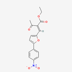 molecular formula C17H15NO6 B2725125 (E)-ethyl 2-((5-(4-nitrophenyl)furan-2-yl)methylene)-3-oxobutanoate CAS No. 331971-17-6