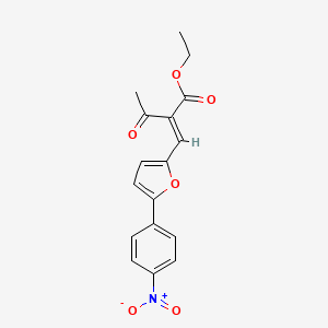 molecular formula C17H15NO6 B2725125 (E)-乙酸2-((5-(4-硝基苯基)呋喃-2-基)甲烯基)-3-氧代丁酸乙酯 CAS No. 331971-17-6