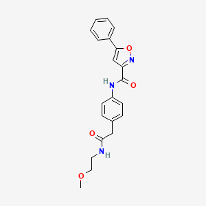 molecular formula C21H21N3O4 B2725128 N-(4-(2-((2-methoxyethyl)amino)-2-oxoethyl)phenyl)-5-phenylisoxazole-3-carboxamide CAS No. 1207022-64-7