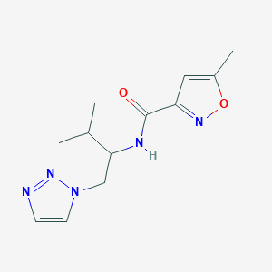 molecular formula C12H17N5O2 B2725133 5-methyl-N-(3-methyl-1-(1H-1,2,3-triazol-1-yl)butan-2-yl)isoxazole-3-carboxamide CAS No. 2034306-46-0