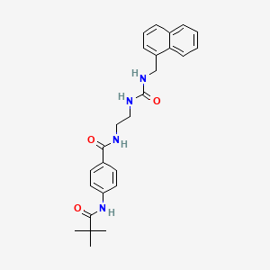 molecular formula C26H30N4O3 B2725135 N-(2-(3-(naphthalen-1-ylmethyl)ureido)ethyl)-4-pivalamidobenzamide CAS No. 1170057-35-8