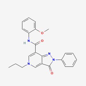 molecular formula C23H22N4O3 B2725137 N-(2-methoxyphenyl)-3-oxo-2-phenyl-5-propyl-3,5-dihydro-2H-pyrazolo[4,3-c]pyridine-7-carboxamide CAS No. 923201-64-3